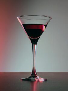 Red wine filled glass