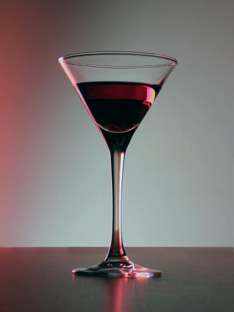 Red wine filled glass