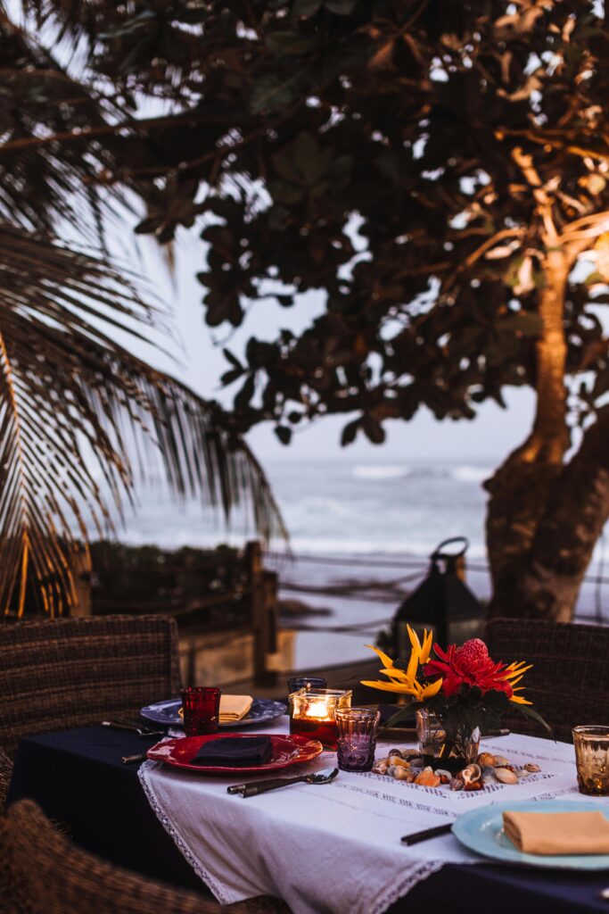 perfect wines, dining set up seaside