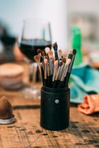 Makeup - wine glass with brushes